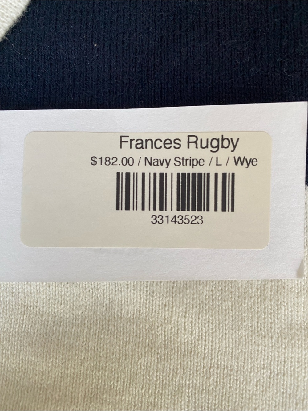 Classic Striped Rugby Polo - Navy & Cream - Picture 3 of 3